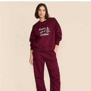 Lou & Grey Elite Fleece Barrel Pants in French Burgundy - NWT 🌟